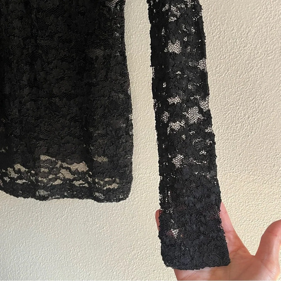 The Limited Black Sheer Long Sleeve Lace Top | Size Small - Picture 7 of 10